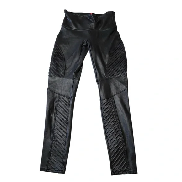 SPANX 
Moto Faux Leather  Shiny Leggings - Large Tummy Control - Picture 4 of 9